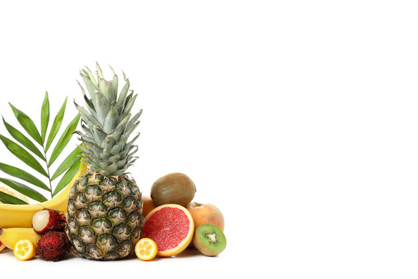 Ripe exotic fruits isolated on white background. - Photo, Image