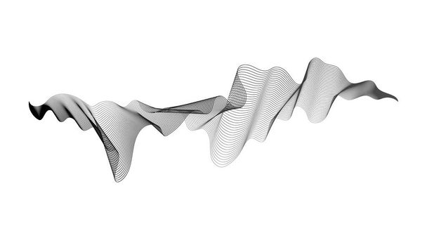 Абстрактный фон с монохромными волновыми градиентными линиями на белом фоне. Современные технологии, волновой дизайн. Векторная иллюстрация - Вектор,изображение