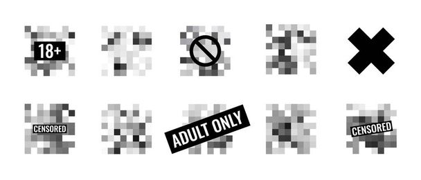pixel censuré signe plat design vectoriel illustration set concept isolé sur fond blanc. - Vecteur, image