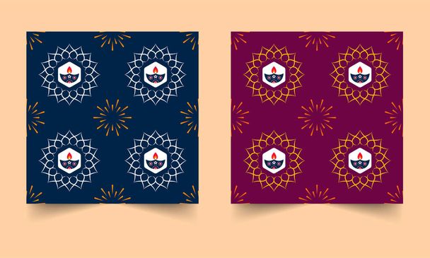 Diwali Theme Seamless Pattern Background In Two Color Options. - Vektör, Görsel