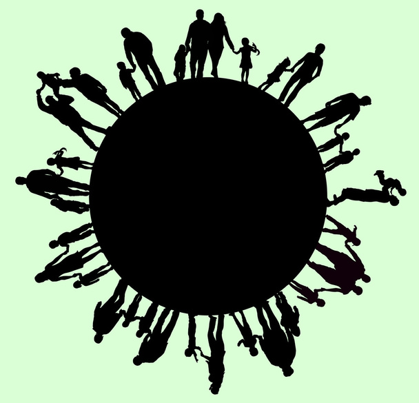 Big family silhouettes - Vector, Image