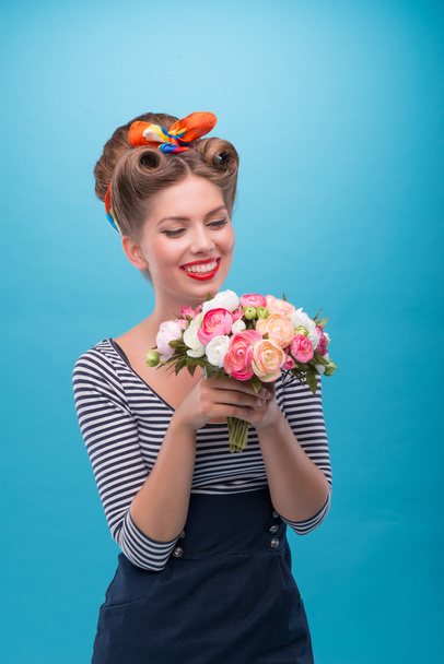 Beautiful girl in pinup style - 写真・画像