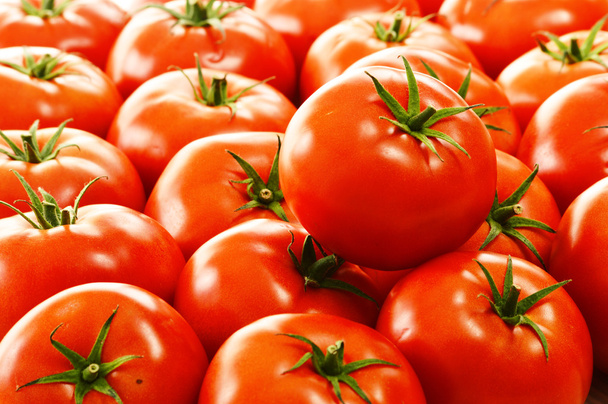 Fresh organic tomatoes on street stall - Photo, Image