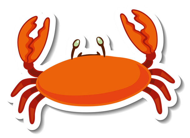 Sticker template with a crab cartoon character isolated illustration - Vector, Image