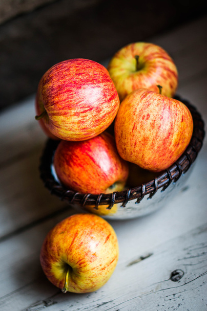 Apples in silver bowl  - Photo, image