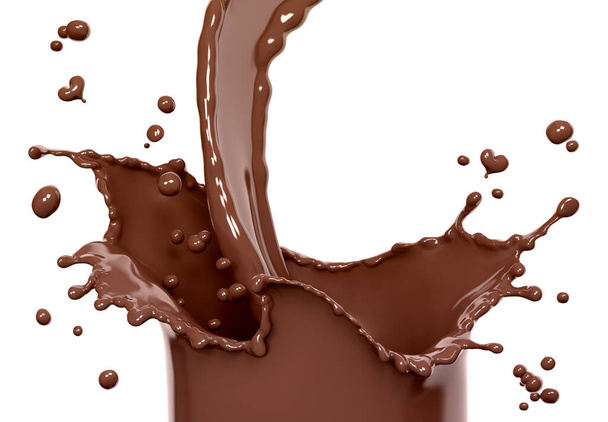 Schokoladenspritzer, Essen und Trinken Illustration, abstrakte Welle Schokolade Hintergrund, 3D-Rendering - Foto, Bild