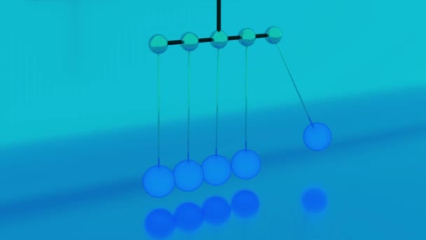 Newton Cradle or a desk toy pendulum, slow motion. Design. Close up of abstract balancing Newton balls creating relaxing effect, seamless loop. - Footage, Video