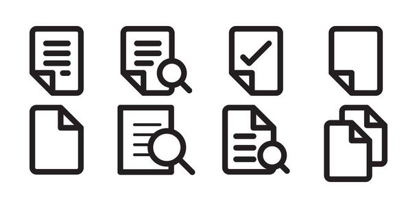Zestaw ikon prosty plik dokumentowy weryfikacja dokumentów zbiór ikon wyszukiwania biznesowego - Wektor, obraz