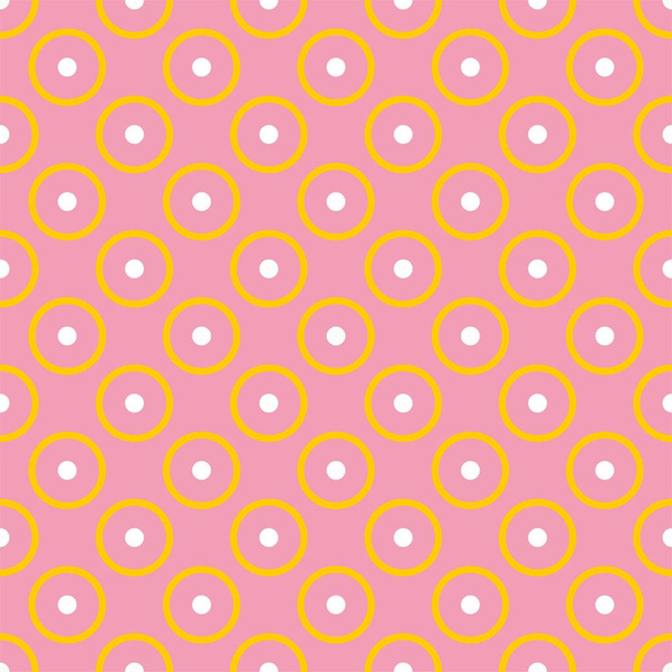 Seamless pattern with yellow and white dots on pink background - retro texture for christmas background, blogs, www, scrapbooks, party or baby shower invitations and wedding cards - Vector, Image
