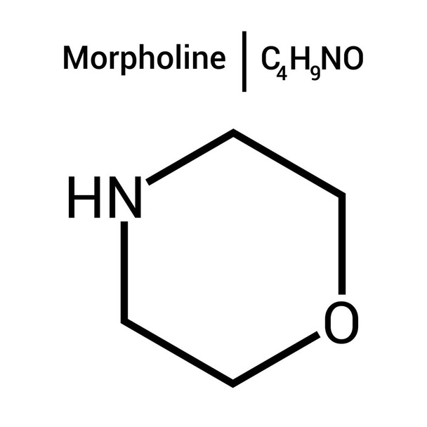 chemical structure of Morpholine (C4H9NO) - Wektor, obraz