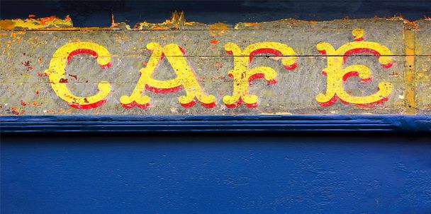 eski vintage Cafe işareti fotoğrafı. - Fotoğraf, Görsel