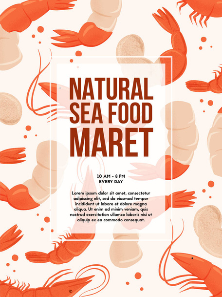 Natürliche Seafood Market Banner Design wuth Raum für Text. - Vektor, Bild