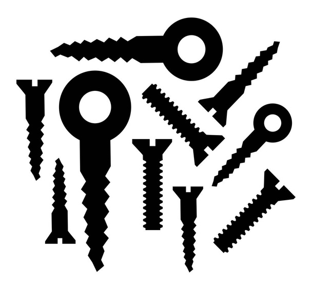 Parafusos parafusos único ícone de ferramenta de construção silhueta para design - Vetor, Imagem