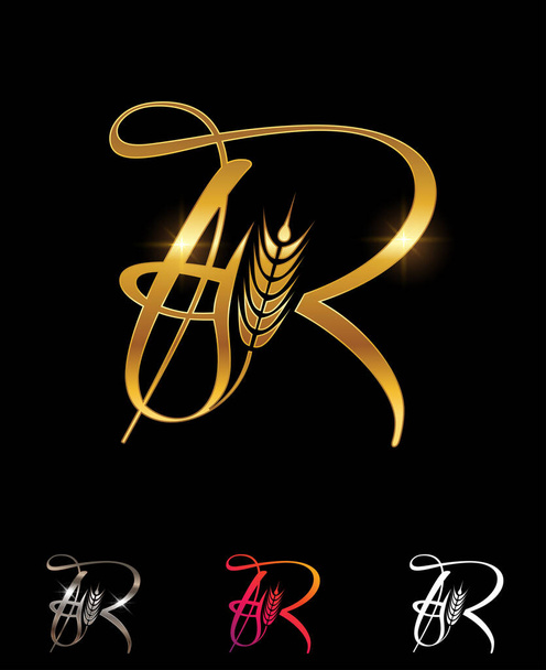 Monogramme de blé doré et de grain Lettre initiale R - Vecteur, image