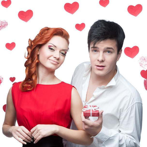 young smiling couple on valentines day - Photo, Image