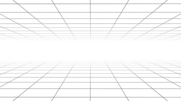 Vector perspective grid. Digital cyberspace. Network connection structure. White background concept. - Vector, Image