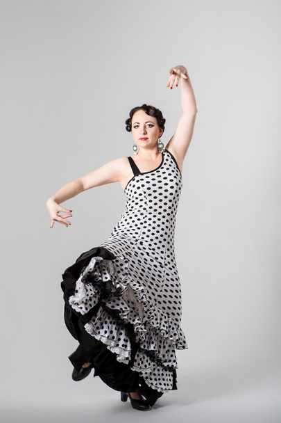 Female spanish flamenco dancer - Фото, изображение