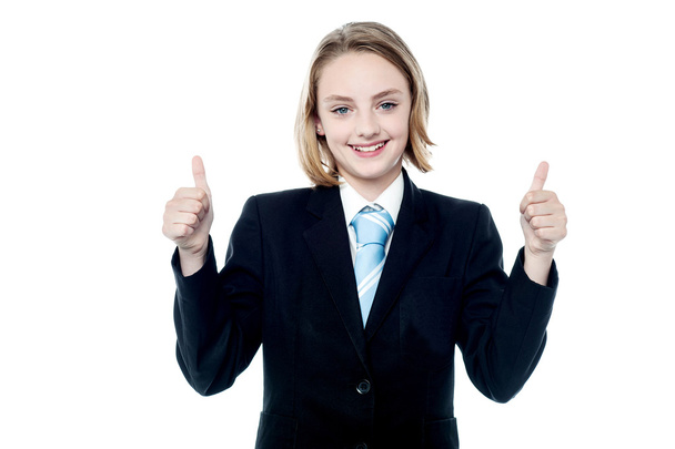 Girl showing thumbs up gesture - Photo, Image