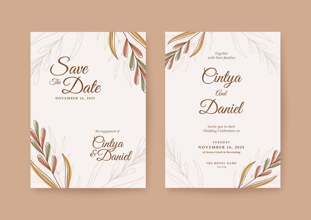 Romantic and Beautiful Wedding invitation template - Vector, Image