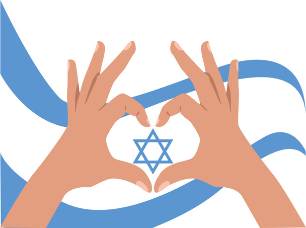 Hands and Israel flag - Vektör, Görsel