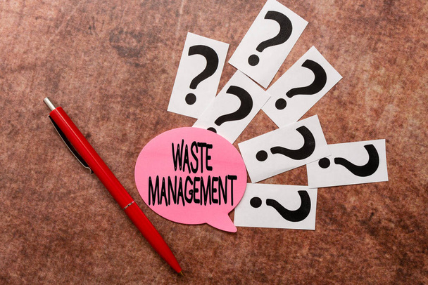 Handwriting text Waste Management. Word Written on actions required manage rubbish inception to final disposal Writing Inquiries And Thinking Of New Ideas, Breaking Confusion And Mystery - Photo, Image