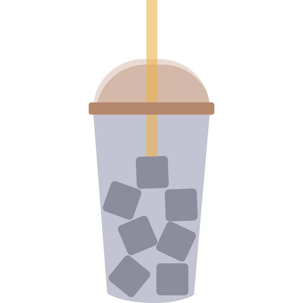 Cold drink in plastic glass vector icon on white - Vektor, kép