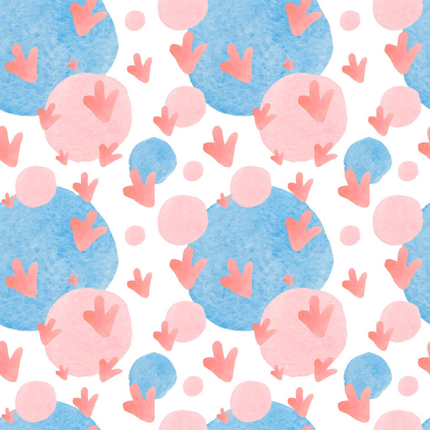 Watercolor seamless pattern with abstract shapes on isolated hand drawn background.Polka dot print in doodle style.Design for wrapping paper,packaging,textiles,backdrop,wallpaper,scrapbook paper. - Photo, Image
