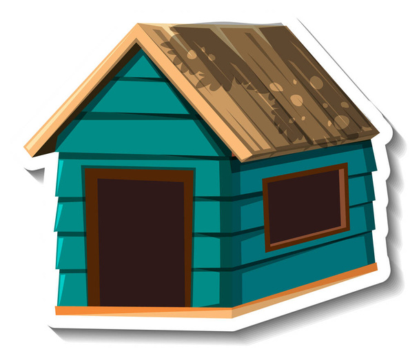 Uma pequena casa de madeira verde ilustração isolada - Vetor, Imagem
