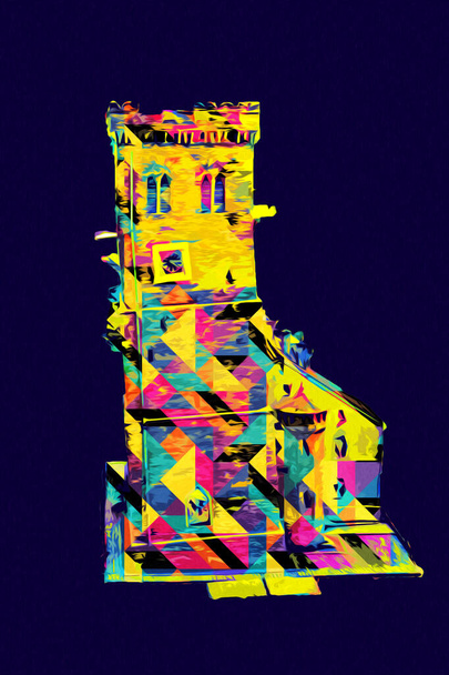 Der Schiefe Turm in Zabkowice Slaskie, Illustration Retro-Vintage antike Skizze - Foto, Bild