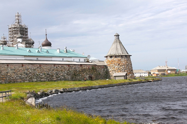 Solovetsky Monastery. Solovki fortress wall with tower - Fotoğraf, Görsel