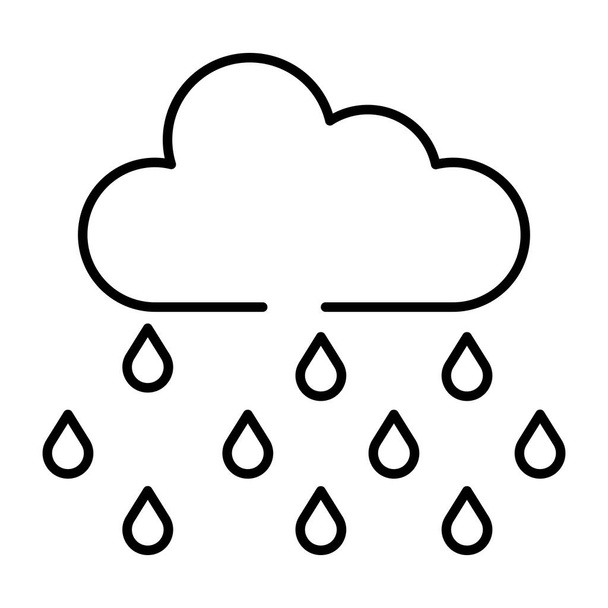 Nube con gotas de lluvia, icono de lluvia - Vector, imagen