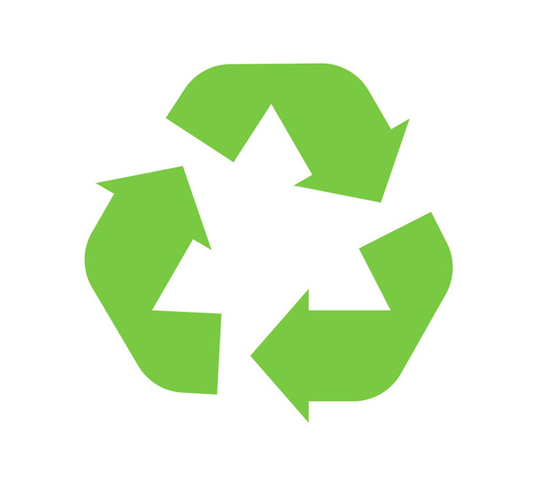 リサイクルシンボル緑の三角形の矢印。ベクトルイラストスタイルは、フラットシンボル、緑の色、丸みを帯びた角度、白の背景. - ベクター画像
