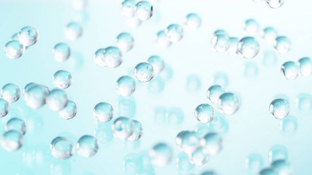Macro shot of hydrogel balls in freeze motion. Concept of hydrating skin, cosmetic, health and beauty ingredients. - Zdjęcie, obraz