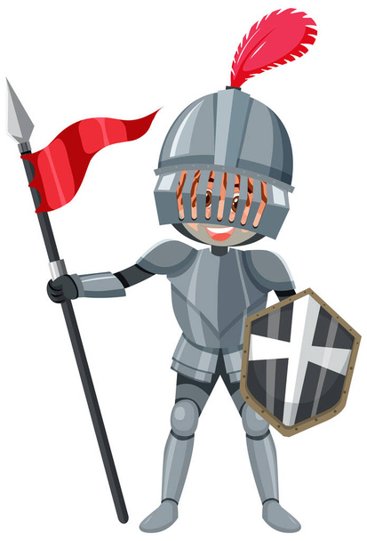 Cavaliere cartone animato personaggio su sfondo bianco illustrazione - Vettoriali, immagini