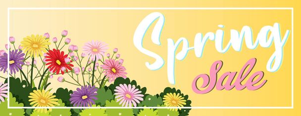 Plantilla de banner de primavera floral ilustración - Vector, imagen