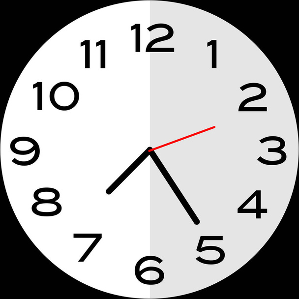 25 minutes past 7 o'clock or Twenty five minutes past seven o'clock analog clock. Icon design use illustration flat design - Vector, Image