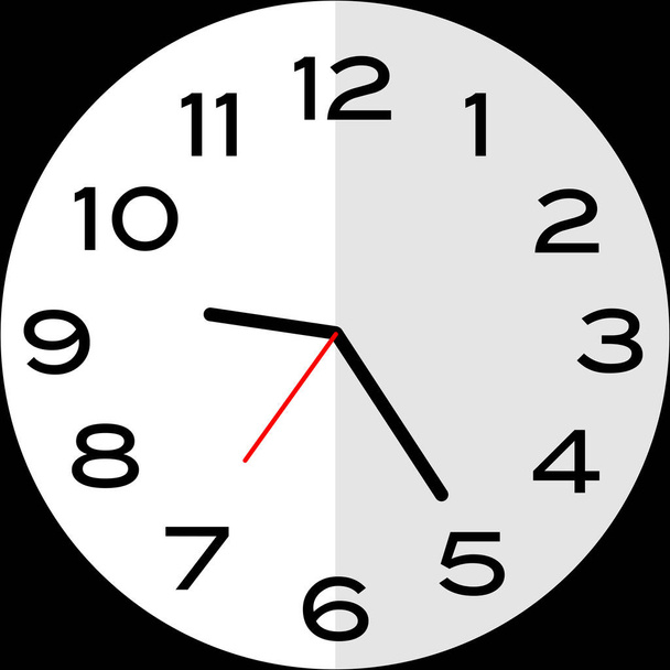 25 minutos después de las 9: 00 o veinticinco minutos después de las 9: 00 reloj analógico. Icono de diseño uso ilustración diseño plano - Vector, Imagen