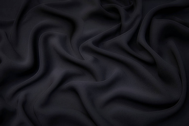 Ткань текстуры, фон для дизайна. Текстура из черного шелка, хлопка или шерсти. Рисунок восковой фигуры. - Фото, изображение