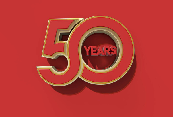 Celebración de 50 años de 3D Render - Herramienta de pluma creada ruta de recorte incluida en JPEG fácil de componer. - Foto, Imagen