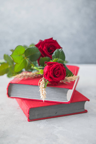 Sant Jordi, the Catalan name for Saint George Day, when it is tradition to give red roses and books in Catalonia, Spain - Photo, Image