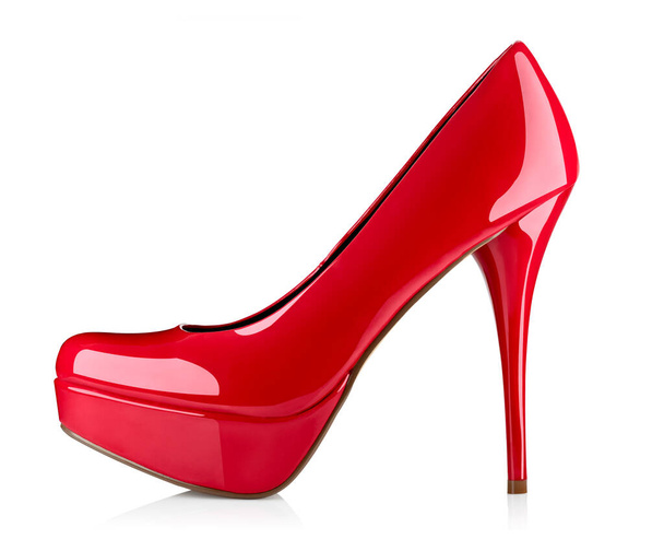 piros magas sarkú cipő divat női stílus - Fotó, kép
