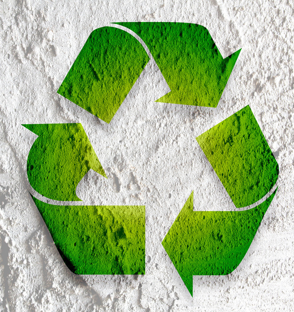 Recycle Symbol on wall texture background design - Valokuva, kuva