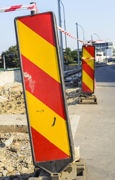 Road construction detour sign - Foto, afbeelding