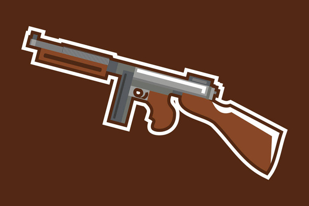 Пистолет-вектор времён Второй мировой войны. Простая иллюстрация дизайна.  - Вектор,изображение