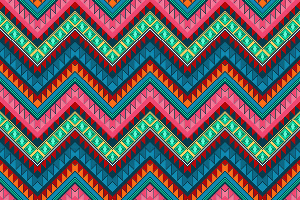 colorido ziguezague vintage asteca étnica geométrica oriental sem costura padrão tradicional. design para fundo, tapete, pano de fundo papel de parede, roupas, envoltório, batik, tecido. estilo de bordado. vetor. - Vetor, Imagem