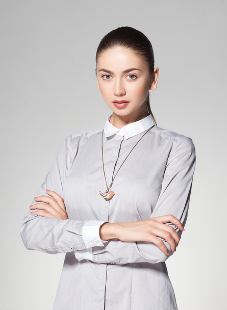 Woman wearing necklace - Zdjęcie, obraz
