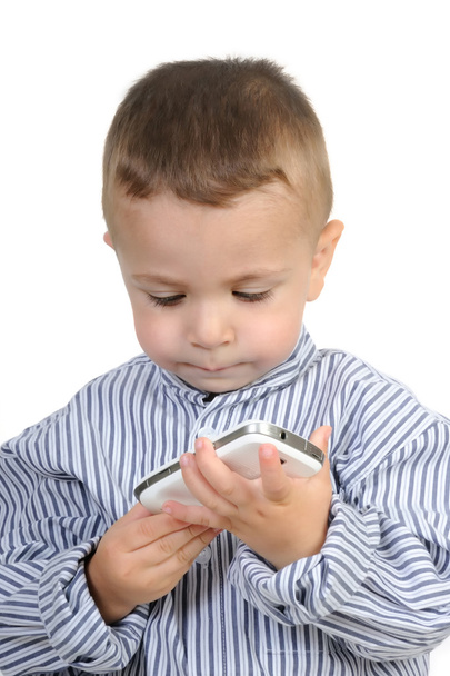Happy little boy with phone - Foto, Imagem
