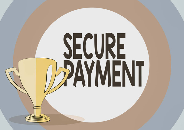 Conceptual display Secure Payment. Business approach Security of Payment refers to ensure of paid even in dispute Competition Trophy Drawing With Large Blank Space Background. - Photo, Image