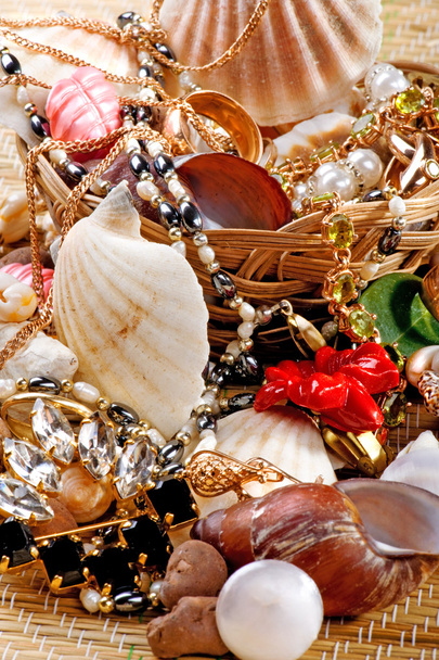 arany ékszerek, a tengeri kagylókból - Fotó, kép