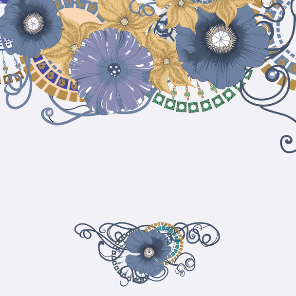 Poppy flower card, invitation design - Vecteur, image